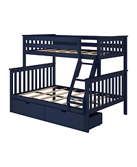 Max & Lily Solid Wood Bunk Bed with Storage Drawers and Ladder for Kids