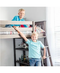 Max & Lily Loft Bed, Solid Wood High Bed with Bookcase and Desk for Kids