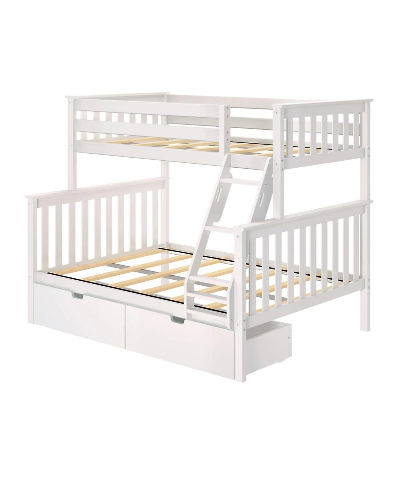 Max & Lily Solid Wood Bunk Bed with Storage Drawers and Ladder for Kids
