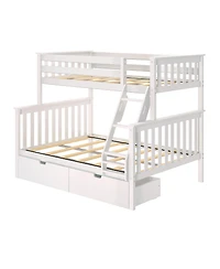 Max & Lily Solid Wood Bunk Bed with Storage Drawers and Ladder for Kids