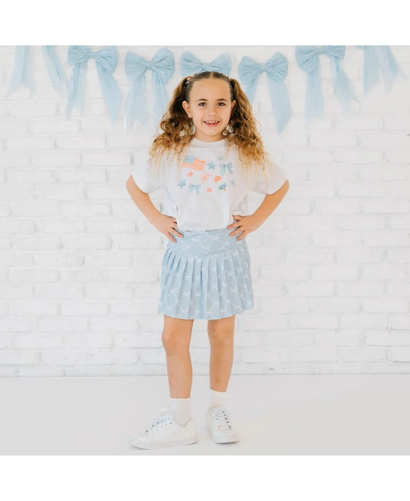 Sweet Wink Baby Girls Patriotic Watercolor Short Sleeve T-Shirt