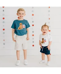 Sweet Wink Baby Boys Patriotic Pup Patch Short Sleeve Romper