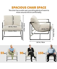 gaomon Sling Accent Chair for Living Room,Modern Metal Framed Cozy Armchair,Upholstered Living Room Chairs with Shredded Foam Cushioning,Lounge Chair