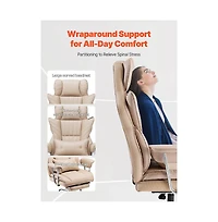 Sugift Ergonomic Executive Office Chair with Footrest, 400 lbs Capacity Pu Leather Reclining Desk Chair with Lumbar Pillow and Armrests