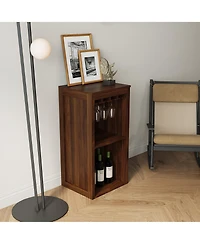 Flynama Modular Wine Bar Cabinet with Hutch and Storage
