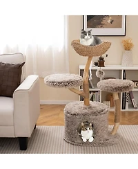 Cozito Cat Tree Solid Pear Wood with Perch and Sisal Posts