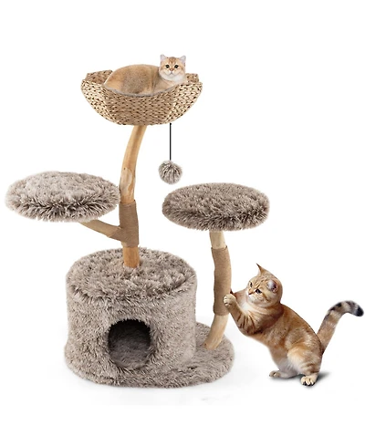 Cozito Cat Tree Solid Pear Wood with Perch and Sisal Posts