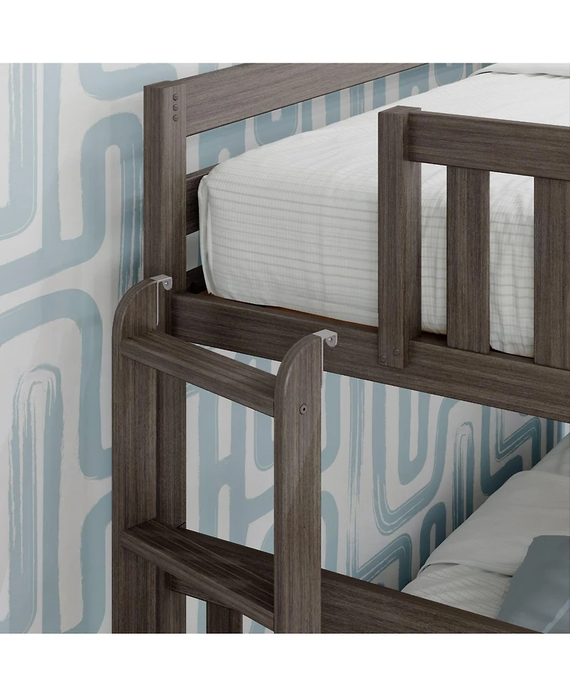 Max & Lily Solid Wood Bunk Bed, Twin over Full with Ladder on End for Kids