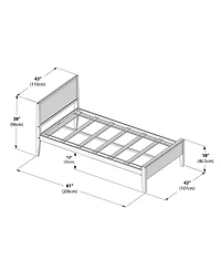 Max & Lily Twin Bed Frame, Solid Wood Classic Platform with Panel Headboard for Kids