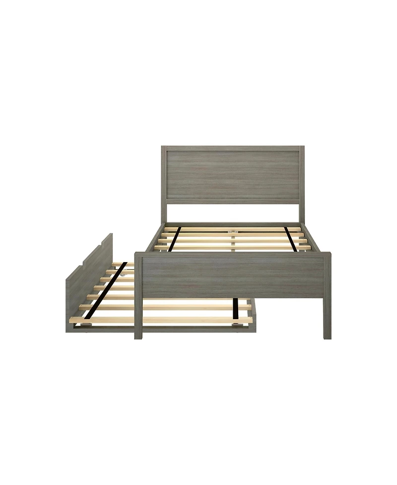 Max & Lily Twin Bed with Trundle, Classic Solid Wood Platform Panel Headboard