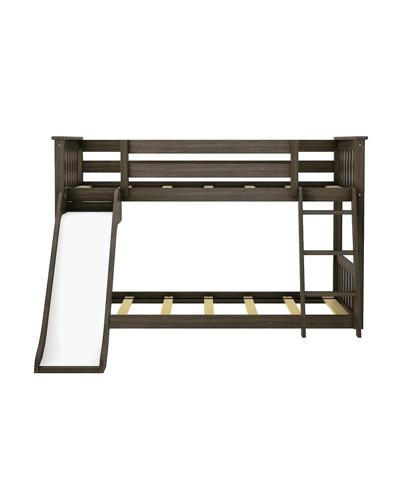 Max & Lily Low Bunk With Easy Slide and Farmhouse Curtain