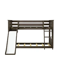 Max & Lily Low Bunk With Easy Slide and Farmhouse Curtain