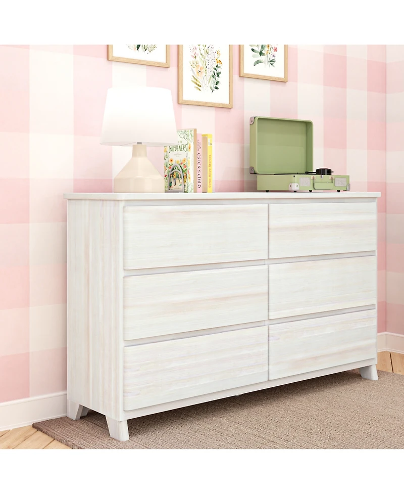 Max & Lily 6 Drawer Dresser, Storage Drawers Farmhouse Solid Wood Bedroom Dressers
