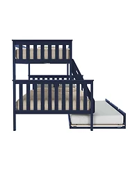 Max & Lily Solid Wood Bunk Bed, Twin over Full with Storage Trundle and Ladder for Kids