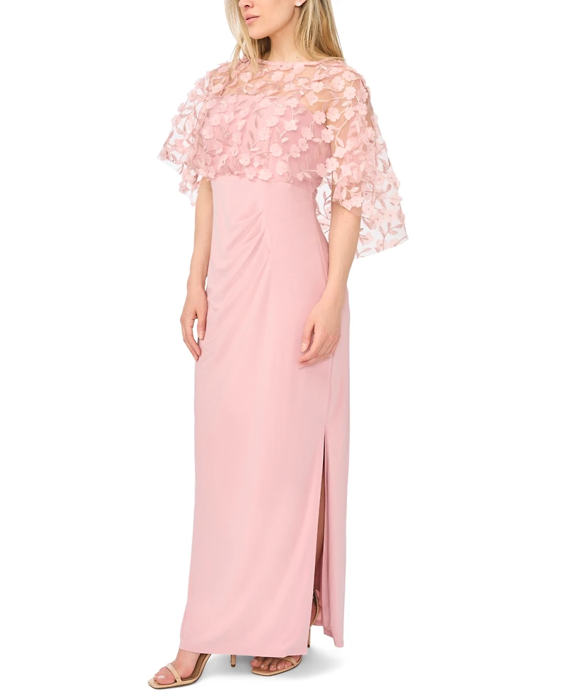 Msk Petite Polyester Blend Crewneck Gown