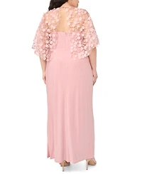 Msk Plus Polyester Blend 3D Flowers Crewneck Gown