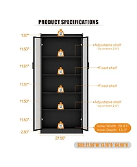 Vlsrka Display Cabinet with Doors and Adjustable Shelves