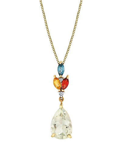Macy's Multi-Gemstone (3-7/15 ct. t.w.) & Diamond Accent Pendant Necklace in 10k Yellow Gold