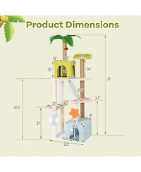 Cozito Cat Tower 71 in Multi-Level Aesthetic Beach-Themed Design