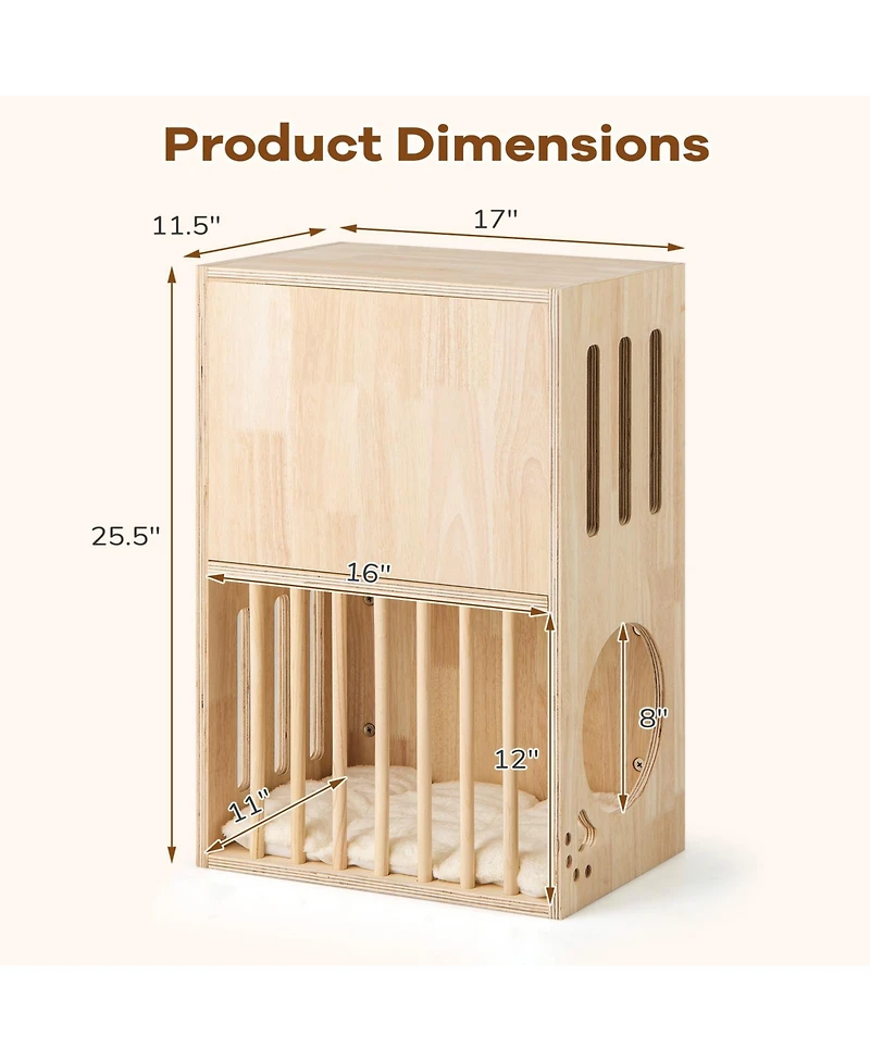 Cozito Cat Condo 2-Tier Wooden Indoor with Removable Cushions