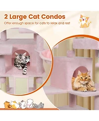 Cozito Cat Tree 65 inch with 3 Plush Perches and 2 Condos