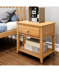 Max and Lily Nightstand with Storage Drawer, Small Solid Wood Bedside, Side Tables for Bedroom