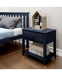 Max and Lily Nightstand with Storage Drawer, Small Solid Wood Bedside, Side Tables for Bedroom