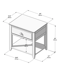 Max and Lily Nightstand with Storage Drawer, Small Solid Wood Bedside, Side Tables for Bedroom