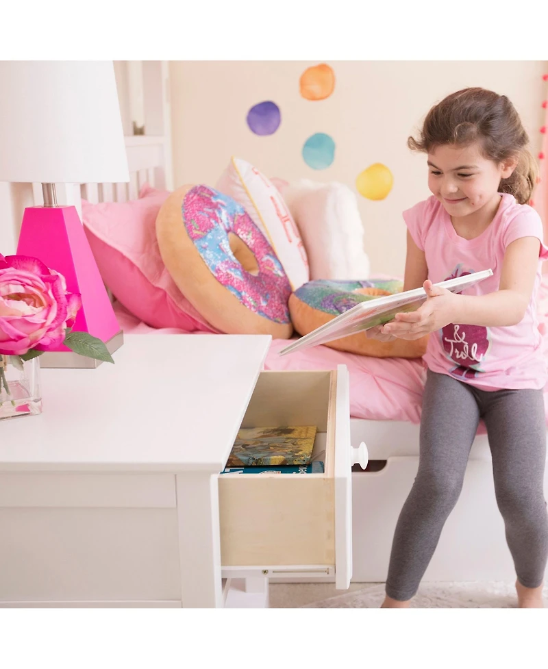 Max and Lily Nightstand with Storage Drawer, Small Solid Wood Bedside, Side Tables for Bedroom
