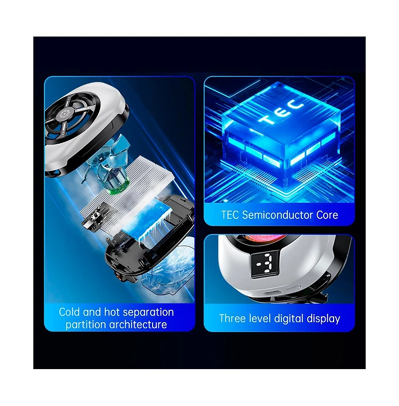 Artudatech Semiconductor Phone Cooler with 3-Speed Fan and Rgb Light