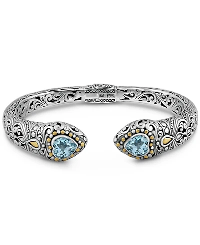 Devata Topaz and Lovina Cuff Bracelet Sterling Silver 18K Gold Accents