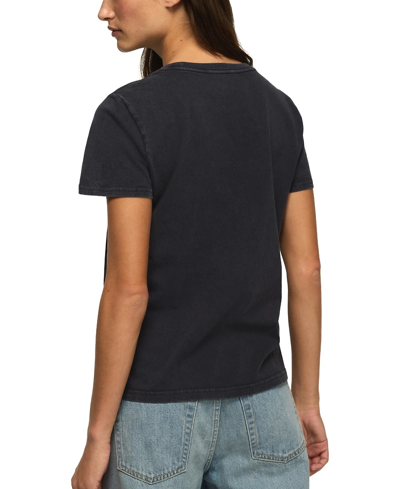 Lucky Brand Women's Out Of Office Stitched Palm Motif Crewneck Cotton T-Shirt
