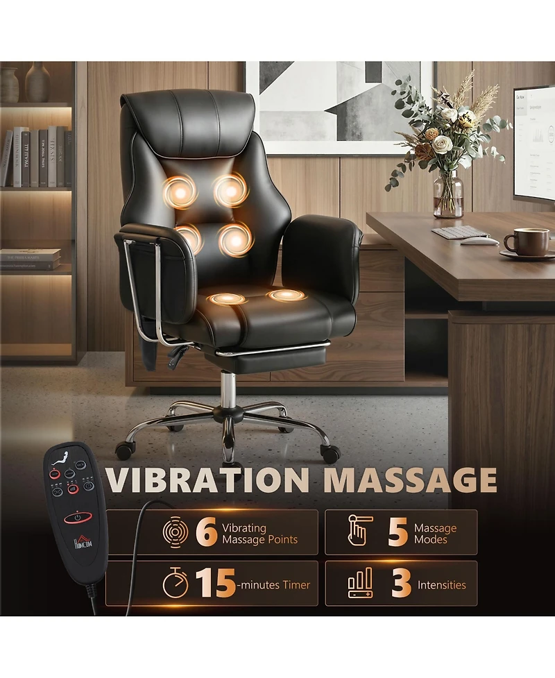 Homcom Massage Office Chair with 6 Points Vibration, Desk Chair,