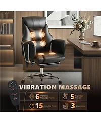 Homcom Massage Office Chair with 6 Points Vibration, Desk Chair,