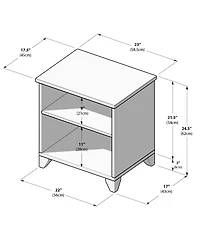 Max and Lily Classic Wood Nightstand with Shelves, Kids Bedside Table/End Table, Small for Bedroom