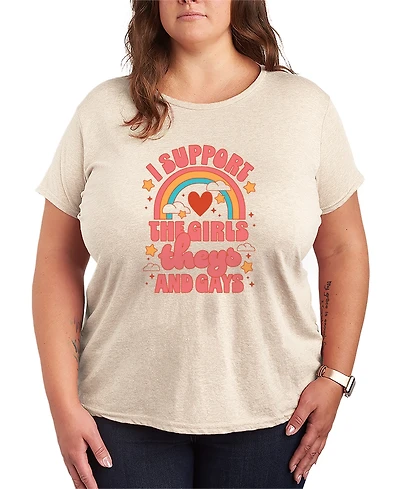 Hybrid Apparel Plus Instant Message Pride Support the Girls Theys and Gays Short-Sleeve Graphic T-Shirt