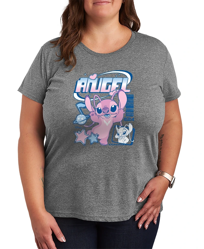 Hybrid Apparel Plus Lilo Stitch Angel Y2k Popstar Short-Sleeve Graphic T-Shirt