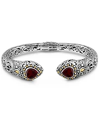 Devata Garnet and Lovina Cuff Bracelet in Sterling Silver and 18K Gold Accents