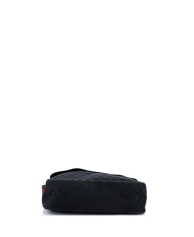 Pre-Owned Gucci Medium Web Strap Flap Messenger Gg Canvas