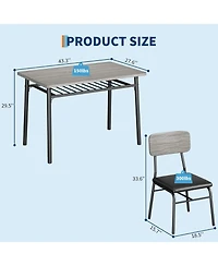 gaomon Dining Table Set for 4 with Storage Rack, 5-Piece Kitchen Table and Upholstered Chairs of 4, Wood Tabletop and Heavy-Duty Metel Frame
