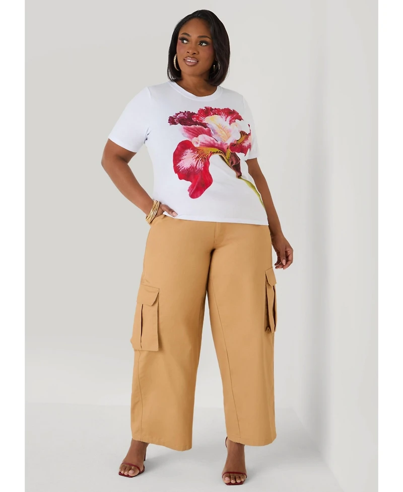 Ashley Stewart Women's Floral Jersey Graphic Tee