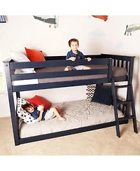 Max & Lily Bunk Bed for Kids, Solid Wood Low Beds with Ladder