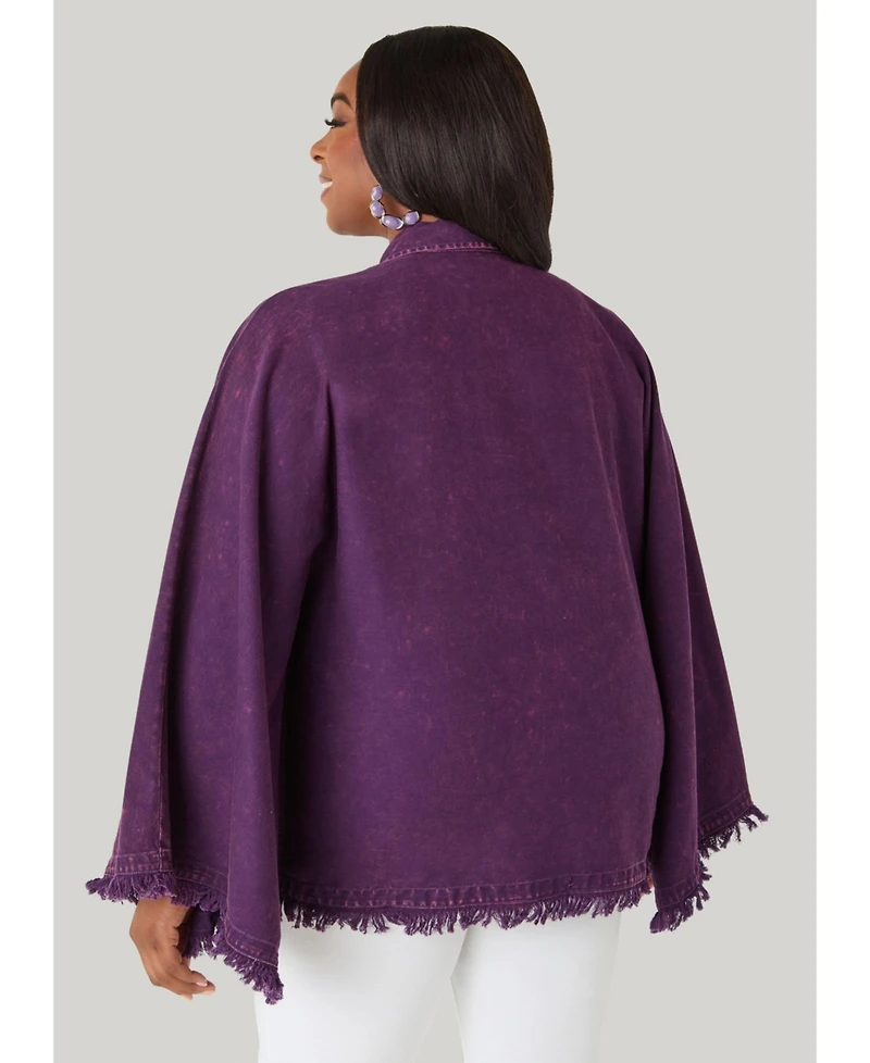 Ashley Stewart Women's Bell Sleeved Denim Poncho