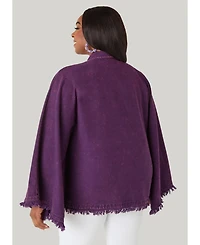 Ashley Stewart Women's Bell Sleeved Denim Poncho