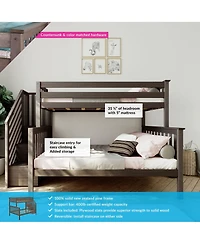 Max & Lily Solid Wood Twin over Full with Staircase for Kids