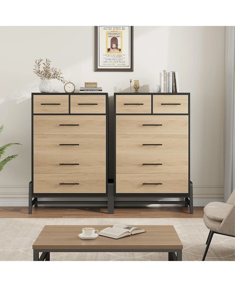 gaomon 6-Drawer Dresser for Bedroom, 46.6" Tall Freestanding Wooden Storage Chest