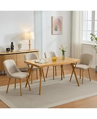 gaomon Dining Chairs Set of 6,Modern Fabric Upholstered Kitchen Chairs with Solid Oak Legs,Weight Capacity 300lbs