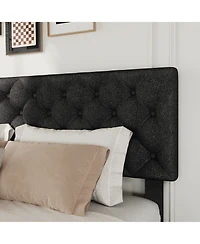 homfan Upholstered Platform Bed Frame with 4 Storage Drawers and Adjustable Diamond-Tufted Headboard