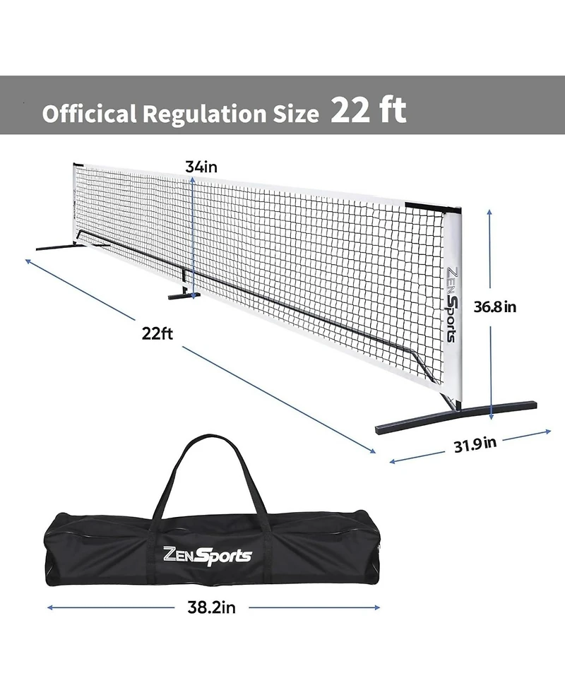 Zeny Portable Pickleball Net Set System with Metal Frame and 22FT Regulation Size Pickball Net with Carry Bag