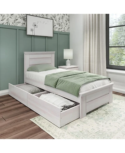 Max & Lily Twin Bed Frame with Storage Drawers, Solid Wood Platform for Kids